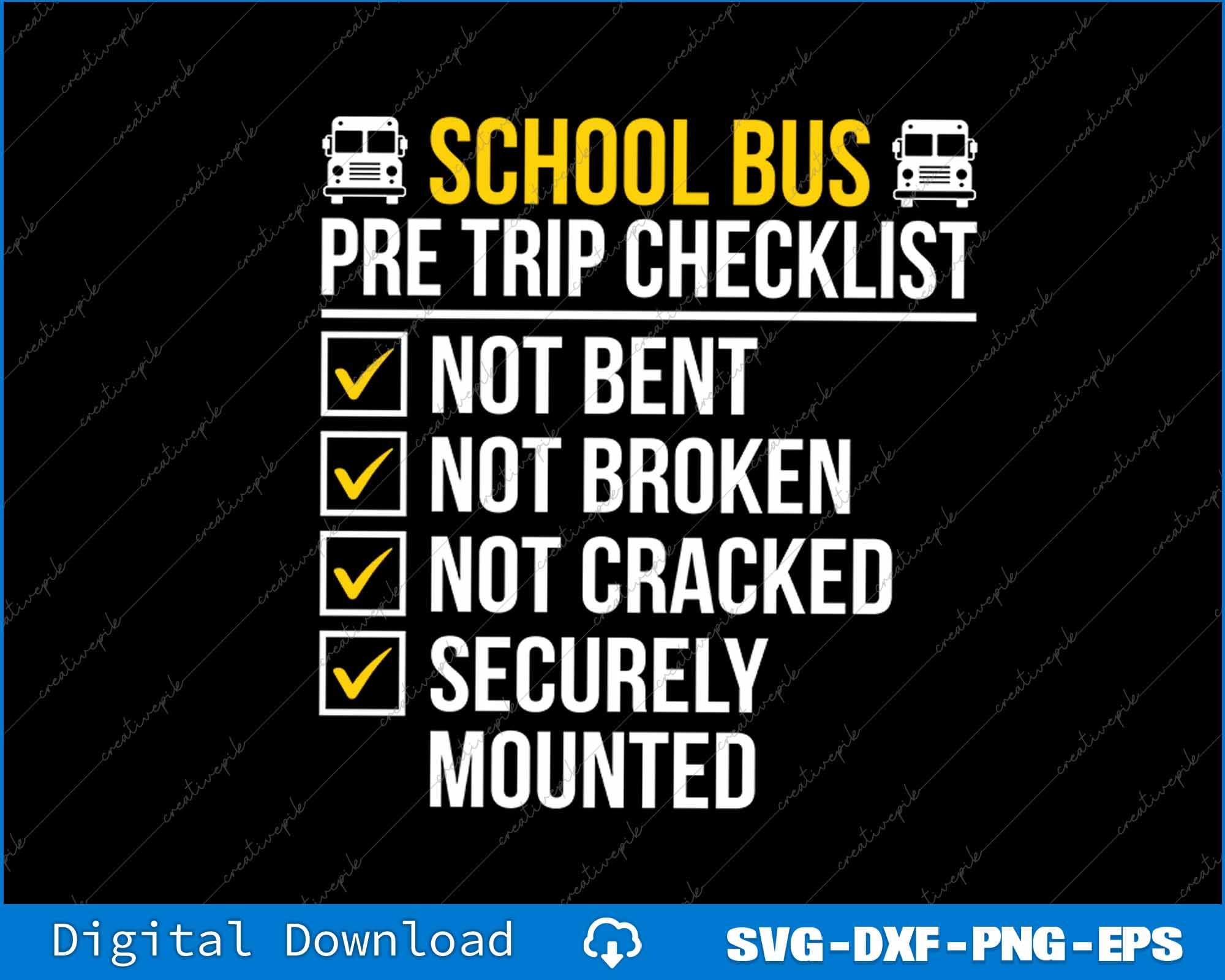 School Bus Pre Trip Checklist Funny School Bus Driver SVG PNG Printable File